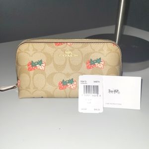 COACH STRAWBERRY PRINT COSMETIC CASE.